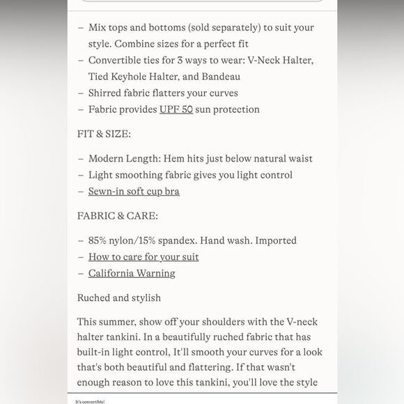 Land's End Ruched V Neck halter tankini swim top black wear four ways size 14 - Picture 5 of 5